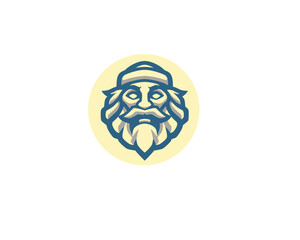 Fisherman oldman head logo mascot