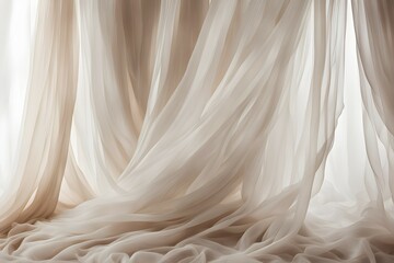 Obraz premium A long white curtain with a white background