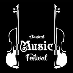 Beautiful modern classical music festival poster or flyer template. Ideal for local events announcement and promotions. Black and white silhouette style vector
