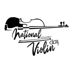National Violin Day. December 13. Holiday concept. Template for background, banner, card, poster with text inscription. Vector black and white illustration