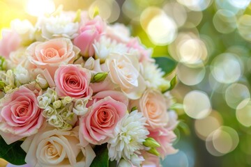 Obraz premium Beautiful bouquet of flowers. Holiday Background with flowers