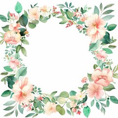 An elegant wedding concept uses a simple floral template to highlight the solemnity and beauty of the occasion, Watercolor Blank frame template Sharpen with large copy space