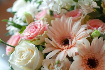 Obraz premium Beautiful bouquet of flowers. Holiday Background with flowers