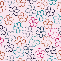 Floral seamless pattern. Vector seamless flower monochrome pattern Liberty style millefleurs.