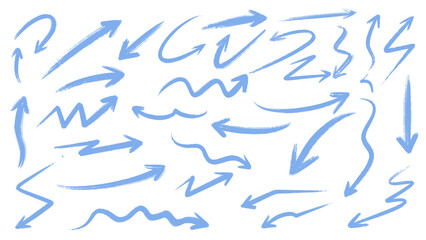 Hand drawn arrows set icons on transparent background