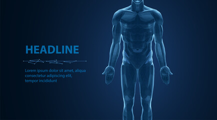 Human body. Abstract vector. Human anatomy, Digital technology, Medical science.