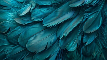 Feathery textures in shades of turquoise and teal create a whimsical texture.