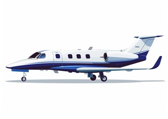 Luxury Private Jet Side View Illustration on Clear Background