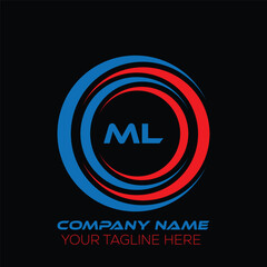 ML letter logo creative design. ML unique design. ML letter logo design on black background.