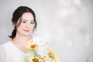  Cute bride with sunflower bouquet Bridal, beauty or pre-shoot image Ennui image