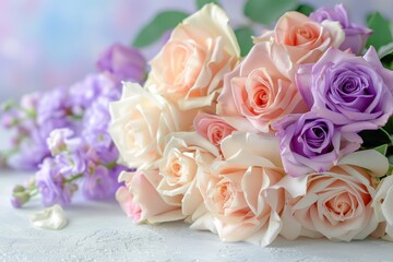 Beautiful bouquet of flowers. Holiday Background with flowers