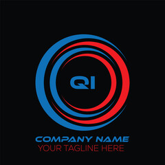 QI letter logo creative design. QI unique design. QI letter logo design on black background.