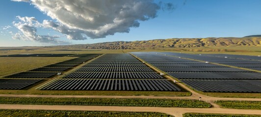 Giant solar panel farm. Carrizo National Monument, Santa Margarita, California, United States of...