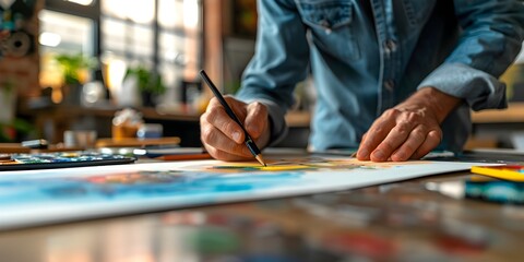 Fototapeta premium the hands of an carefully working on developing an art therapy program designed to support the healing and wellness