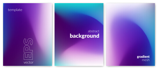 Abstract liquid background. Variation set. Purple color blend. Blurred fluid colours. Gradient mesh. Modern design template for posters, ad banners, brochures, flyers, covers, websites. Vector image
