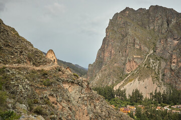 Large mountain at Ollantaytambo Peru