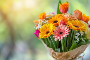 Beautiful bouquet of flowers. Holiday Background with flowers