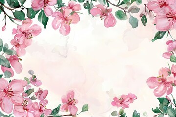 Floral elements in a botanic watercolor illustration template bring life to any creative project or presentation, Watercolor Blank frame template Sharpen with large copy space