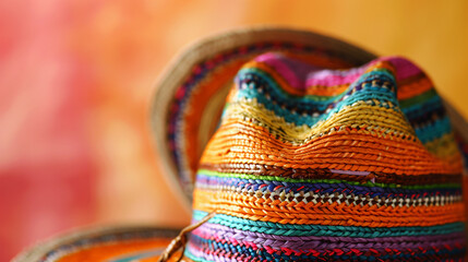 Mexican sombrero on light background closeup