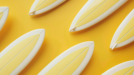 Mini surfboards on yellow background