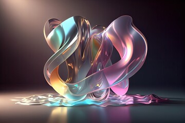 Transparent glass ribbon. Curved wave in motion.