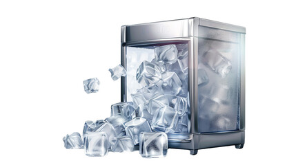 A smart ice maker with cube size selection on a transparent background. PNG format, This PNG file,...