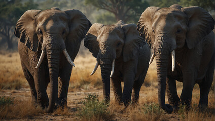 Fototapeta premium elephants in the wild