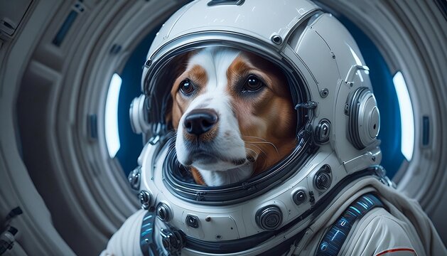 dog in a spacesuit, dog astronaut	