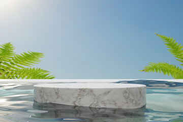 Water podium stand product showcase summer tropical