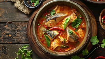 Soothing and Spicy: Delight in the comforting warmth of Tom Yum Pla Nil soup, packed with tender fish and a fiery blend of Thai spices.