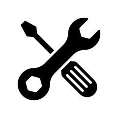 Wrench and screwdriver icon isolated on white background.