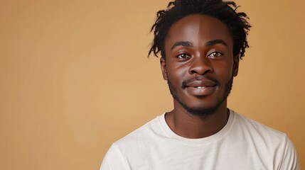 Obraz premium Adult black man portrait, dressed in casual modern clothes, African-American male model posing front of the camera in studio, different people beauty, diversity concept, AI generated image