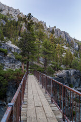 at the level of the eagle Falls wooden and metallic bridge in South Lake Tahoe, California