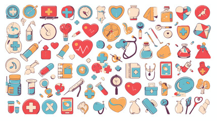 90 modern thin line icons set of medicine fitness d