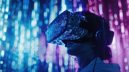 Abstract technology industry, virtual reality unfolds as a canvas for immersive experiences, blurring the boundaries between the physical and digital worlds.
