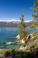 the beautiful coastline at the famous sand harbor beach of Lake Tahoe, Nevada