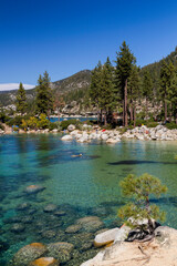 the beautiful coastline at the famous sand harbor beach of Lake Tahoe, Nevada