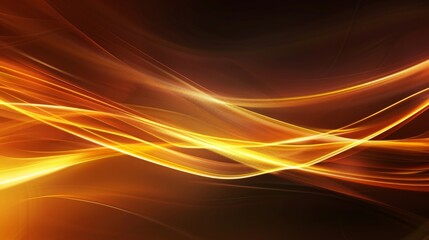 Obraz premium Abstract backround features flowing, golden light waves set against a dark background. waves appear to move gracefully, creating a sense of energy and motion