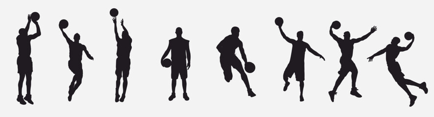 Basketball silhouettes. Vector set of Basketball players silhouettes. 