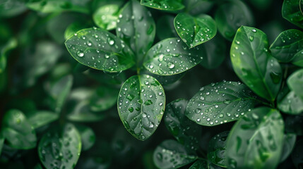 A lush green plant with droplets of water on its leaves