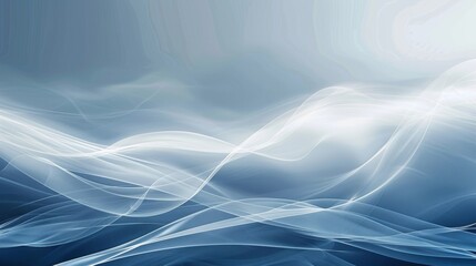 Abstract illustration features smooth, flowing lines and curves against a gradient blue background.