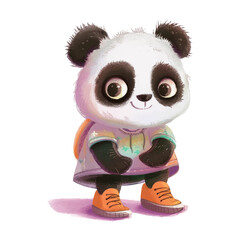 cute panda wearing shoes watercolor © everythingin