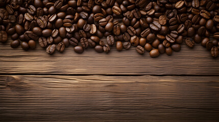 coffee beans on wooden background ,generative ai