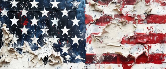 DIY American flag t-shirts using fabric paint and stencils , professional photography and light