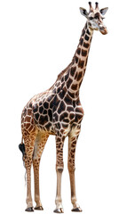 A full-length portrait of a giraffe isolated on a transparent background - AI Generated Digital Art