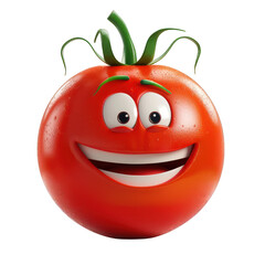 A 3D rendering of a cartoon tomato with a smiling face - AI Generated Digital Art