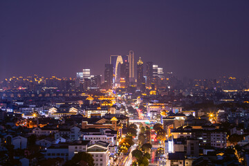 Fototapeta premium Suzhou City, Jiangsu Province-bird's eye view of the city night scene