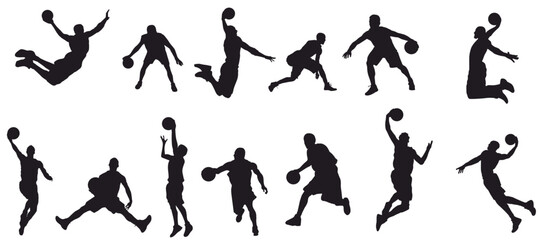 Basketball silhouettes. Vector set of Basketball players silhouettes. 