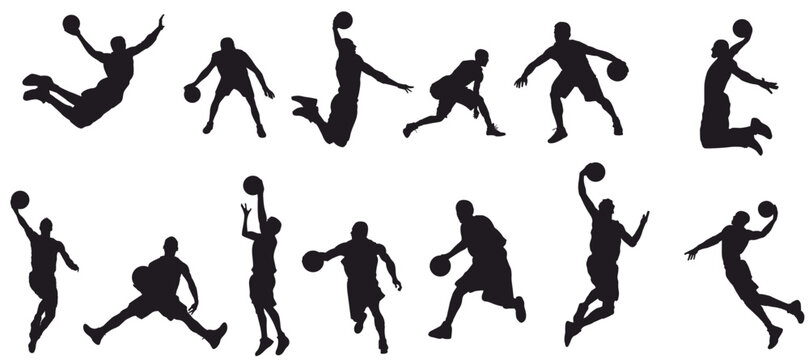 Basketball silhouettes. Vector set of Basketball players silhouettes. 