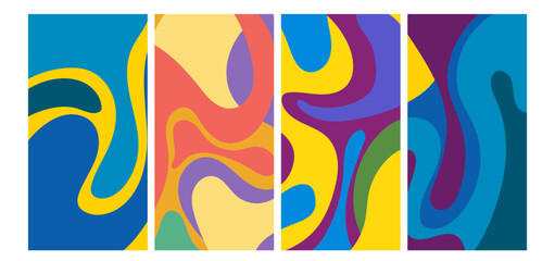 Vector colorful liquid abstract pattern for poster, banner, print, fabric and social media story with frame and border background